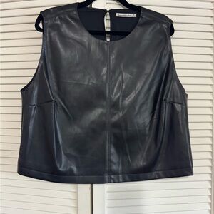 Black Faux Leather Sleeveless crop Top